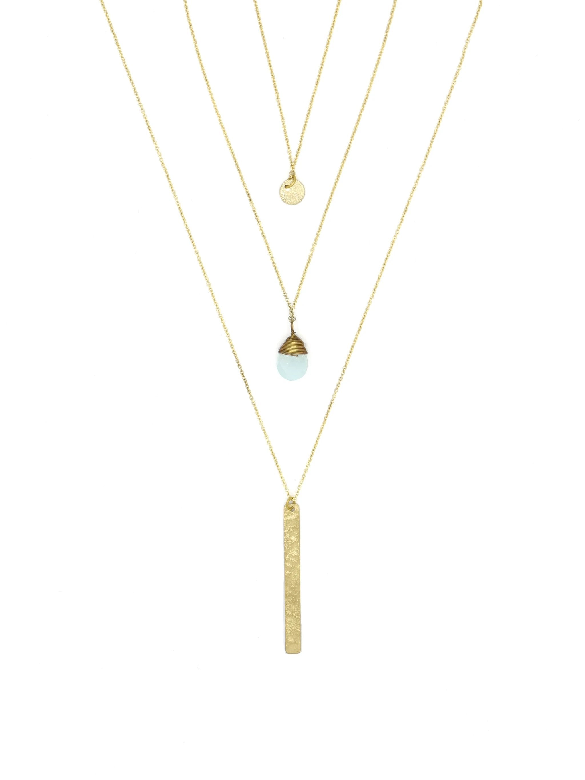 Triple Strand Multi-Way Pendant Necklace - Brass by Fair Anita