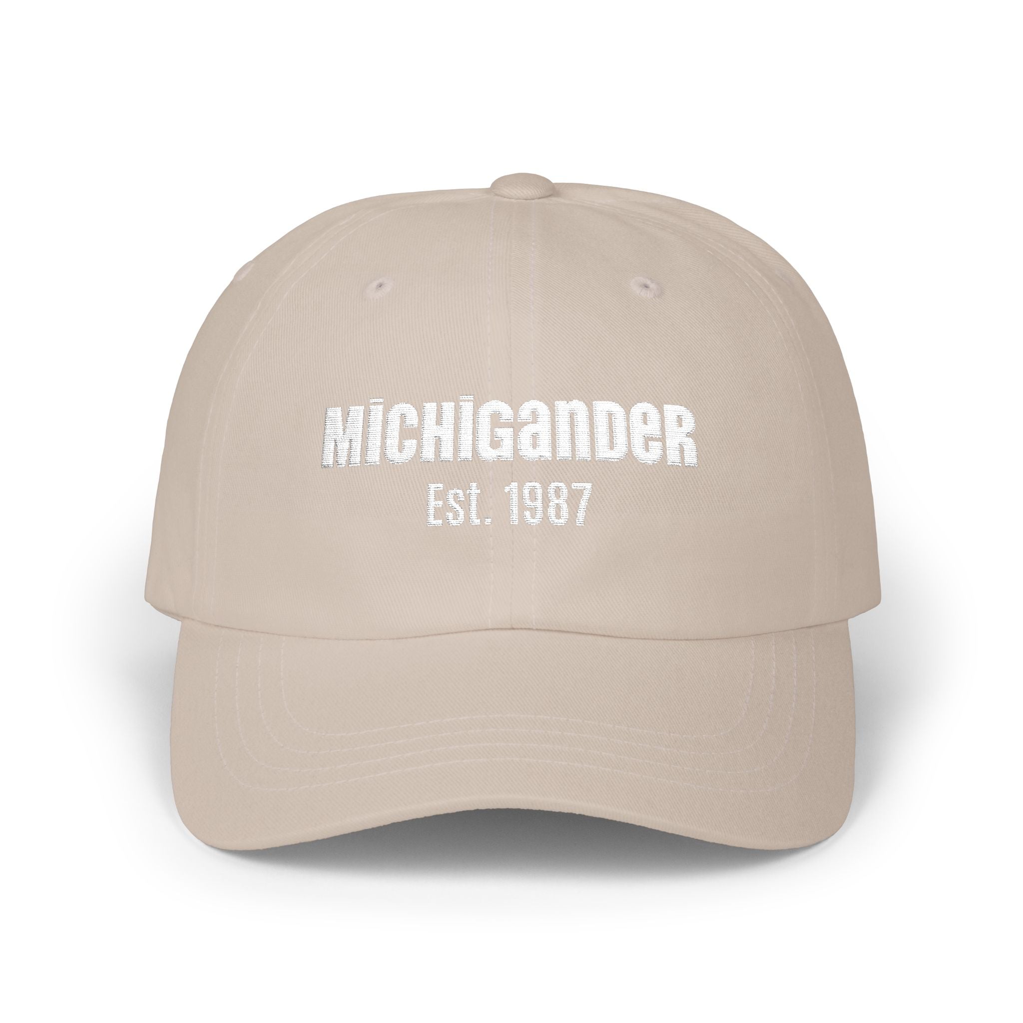 Customizable Michigander Est. 1987 Dad Cap, embroidered
