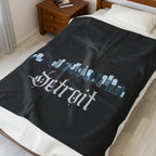 Detroit Michigan City Skyline Black Plush blanket by Printify