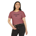 Auf Deutsch, bitte script crop top, German phrase tee, minimalist typography