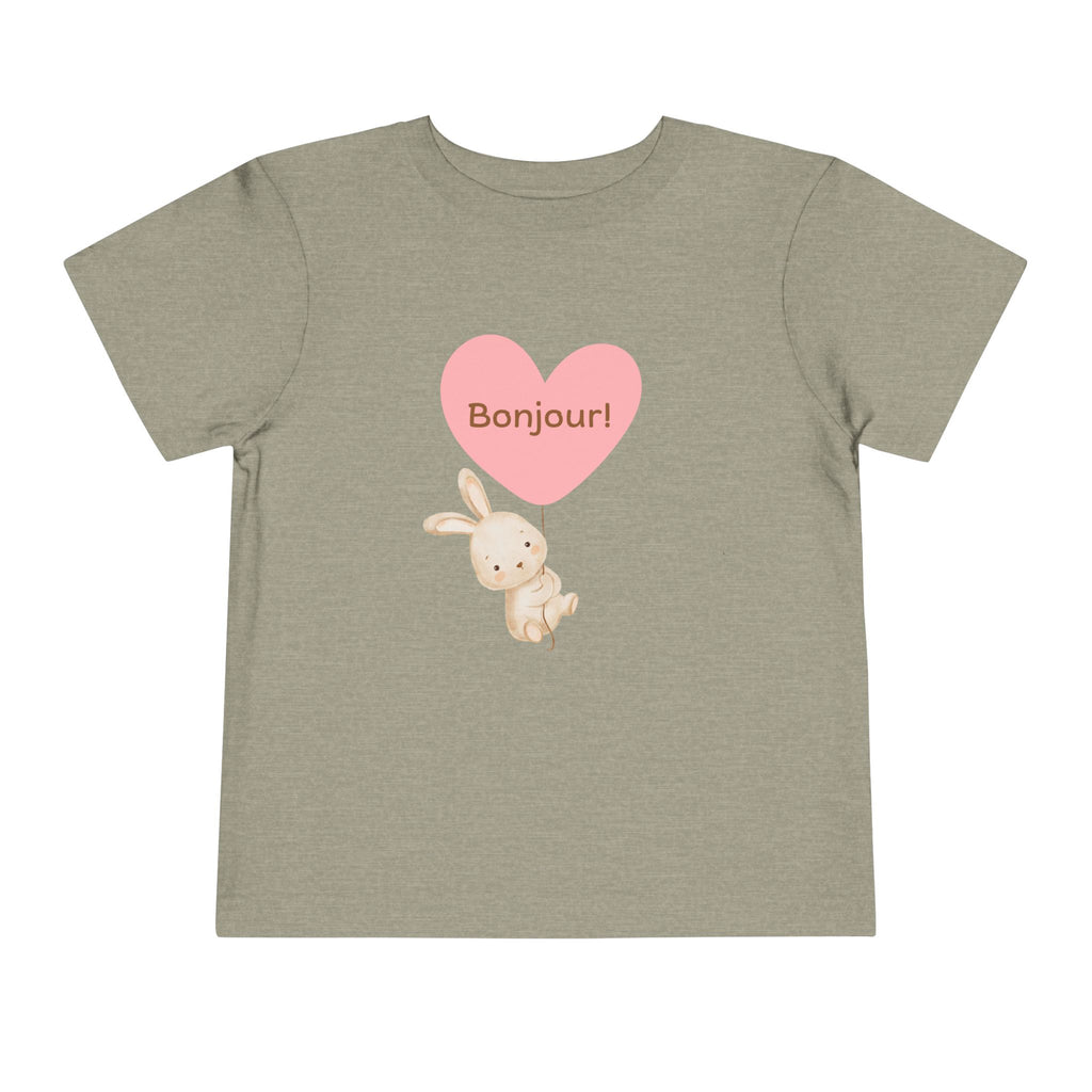 Bonjour Toddler Tee with Bunny & Heart