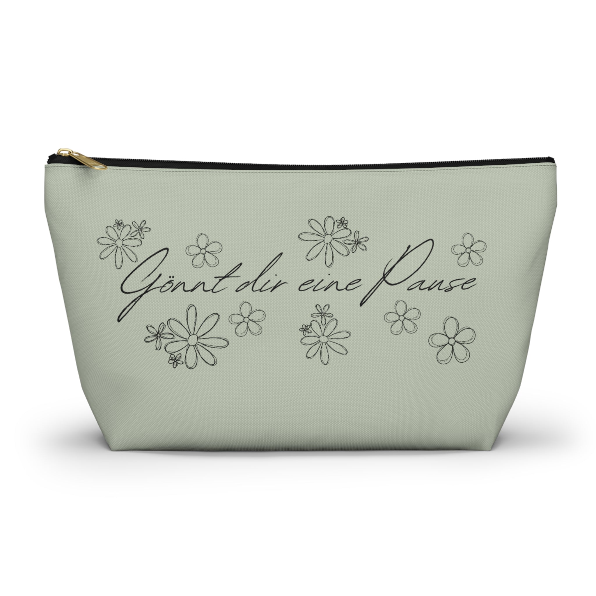 German mental health Accessory Pouch "Gönnt dir eine Pause" (Give yourself a break) Floral Makeup Bag, geschenk