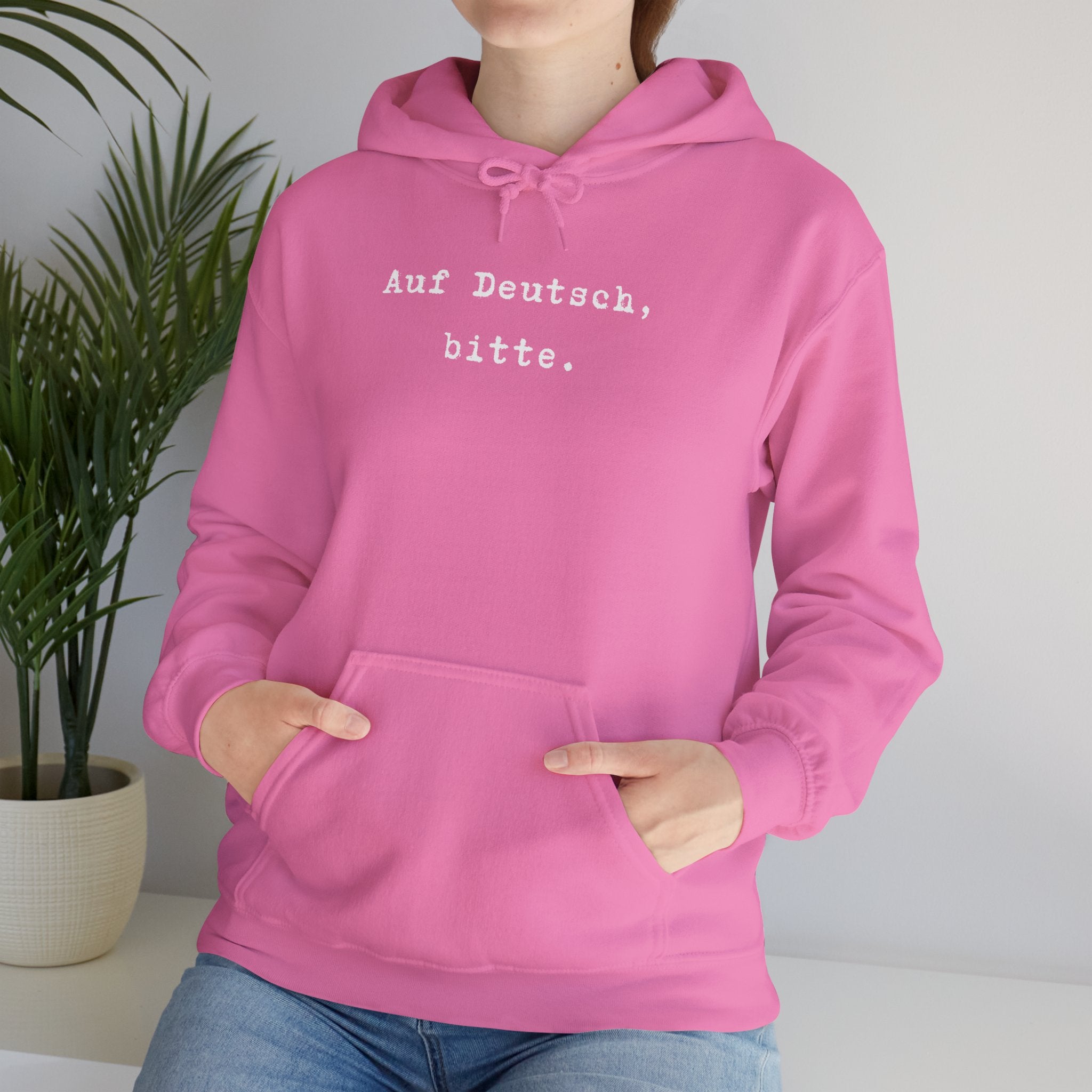 Auf Deutsch bitte Hoodie, Minimal Text Design, German Phrase Pullover