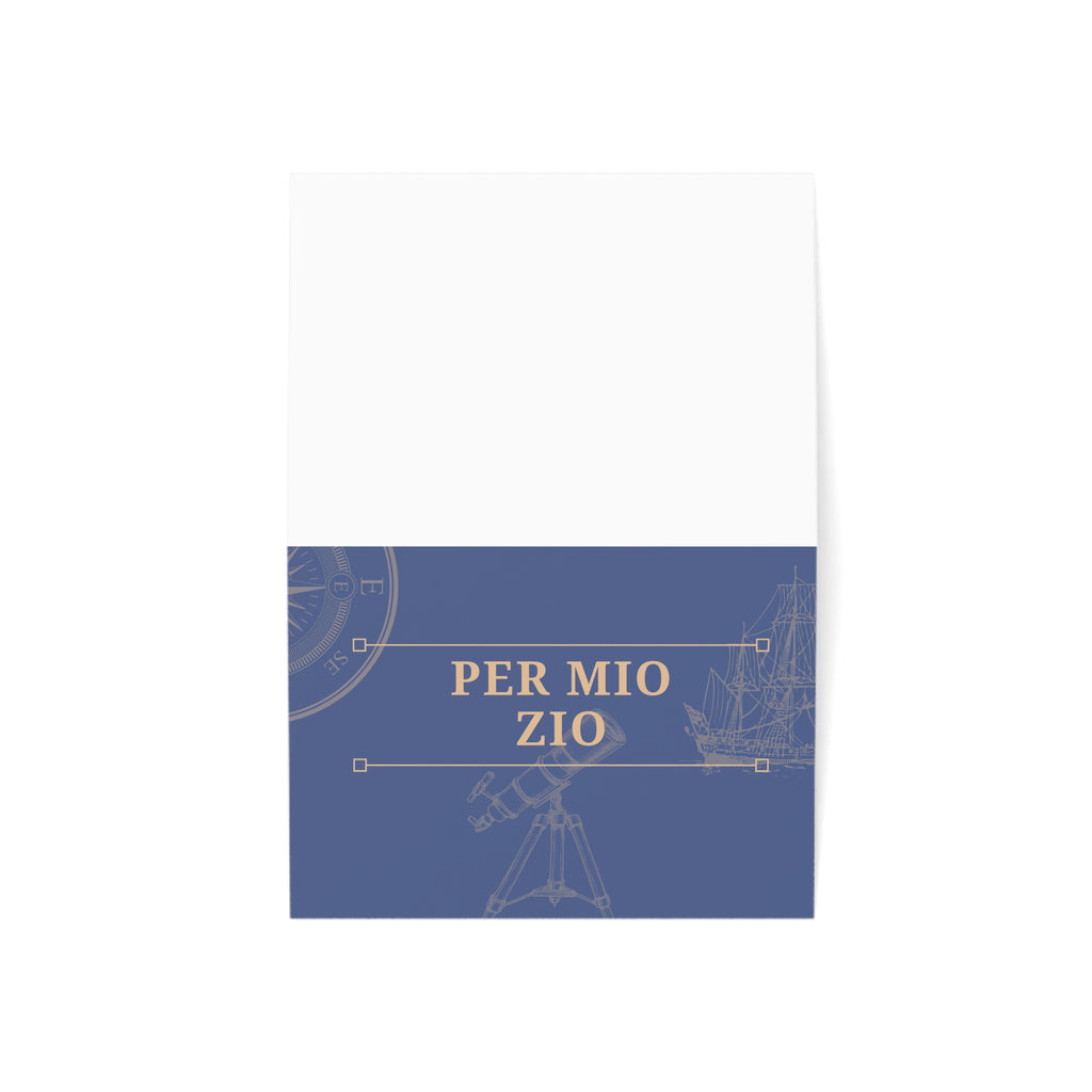 Per Mio Zio Italian uncle card, nautical telescope illustration Greeting Card for Uncle birthday