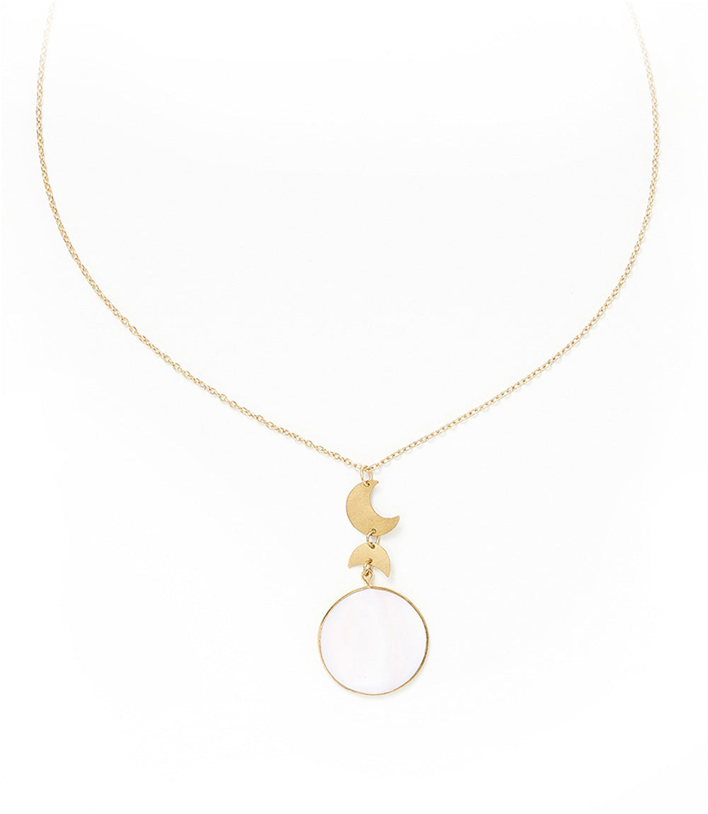 Rajani Moon Phase Drop Necklace - Mother of Pearl