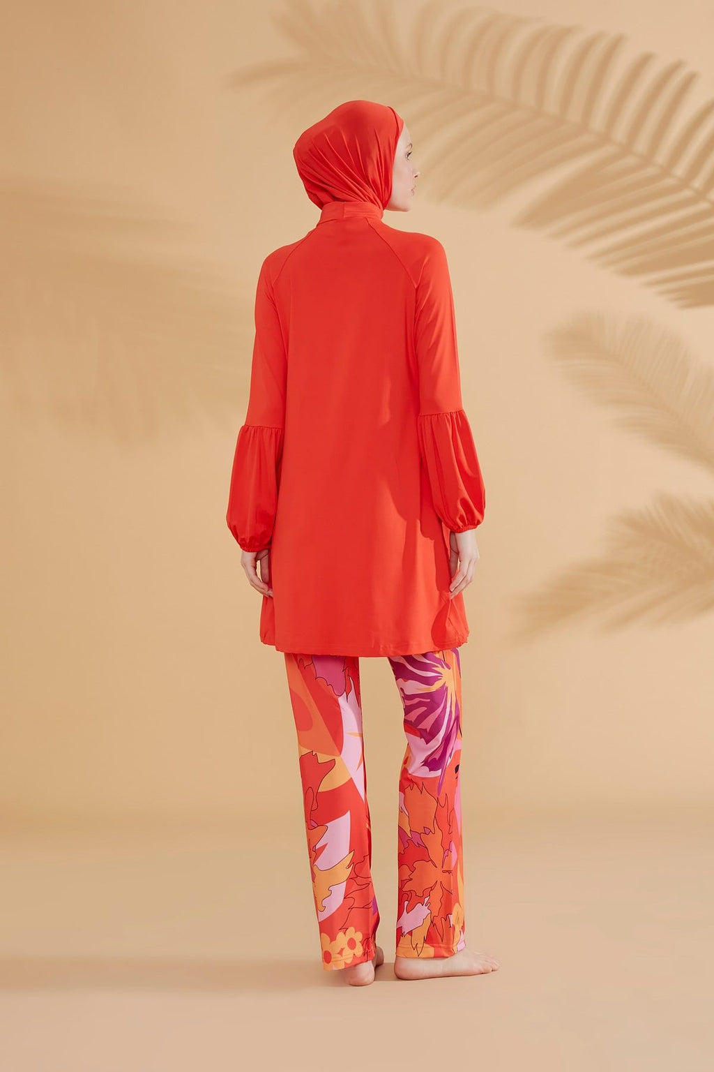 Lycra Orange Burkini Modest Swimwear M2317
