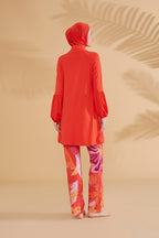 Lycra Orange Burkini Modest Swimwear M2317