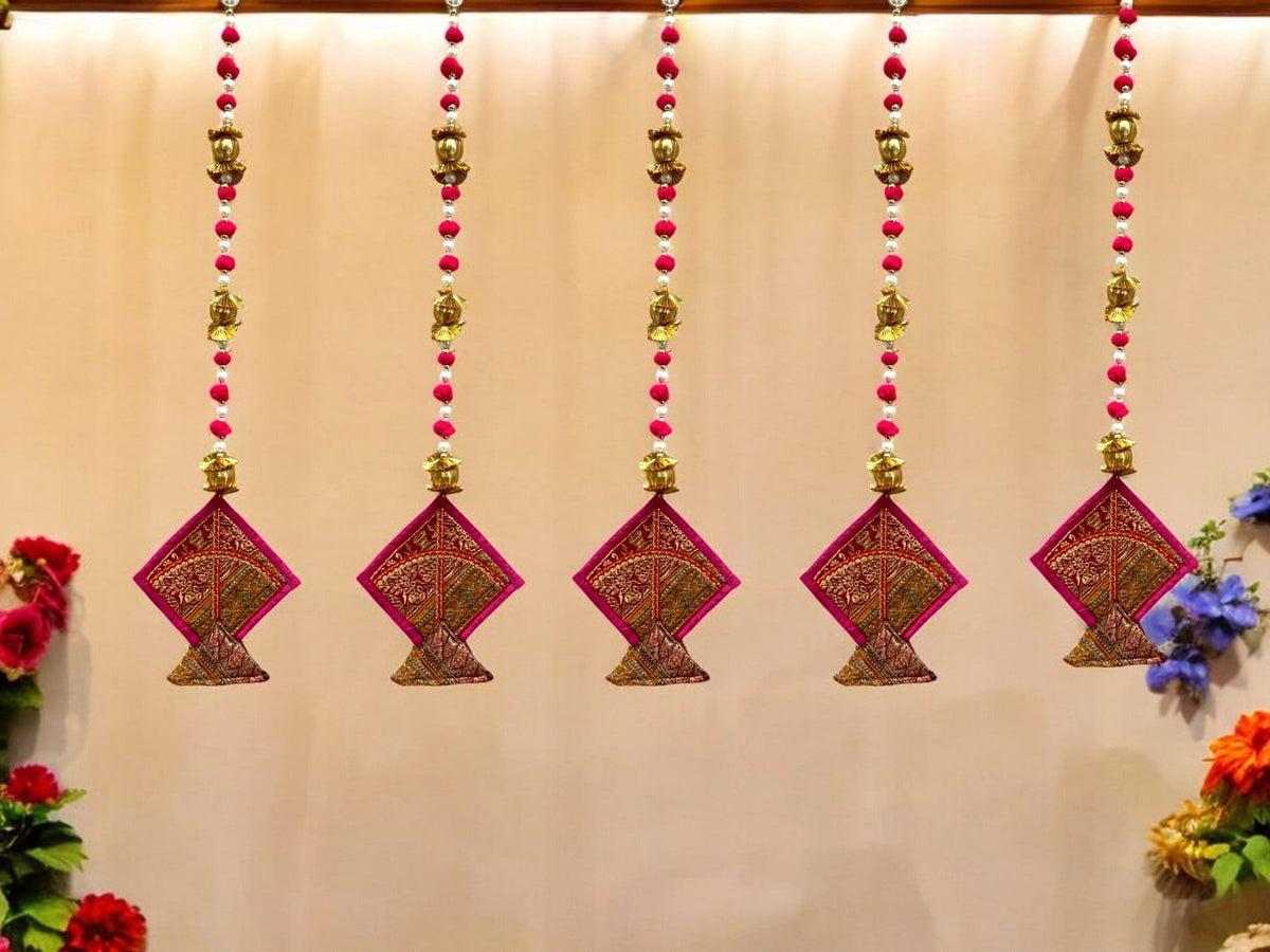 26" Long Gota Ball & Pearl Lari with Kite Tassels for Lohri or Makar Sankranti, Set of 5 Festive Decor La Vie Bien 26" Long Gota Ball & Pearl Lari with Kite Tassels for Lohri or Makar Sankranti, Set of 5