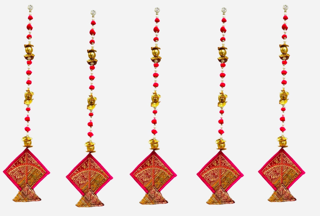26" Long Gota Ball & Pearl Lari with Kite Tassels for Lohri or Makar Sankranti, Set of 5 Festive Decor La Vie Bien 26" Long Gota Ball & Pearl Lari with Kite Tassels for Lohri or Makar Sankranti, Set of 5