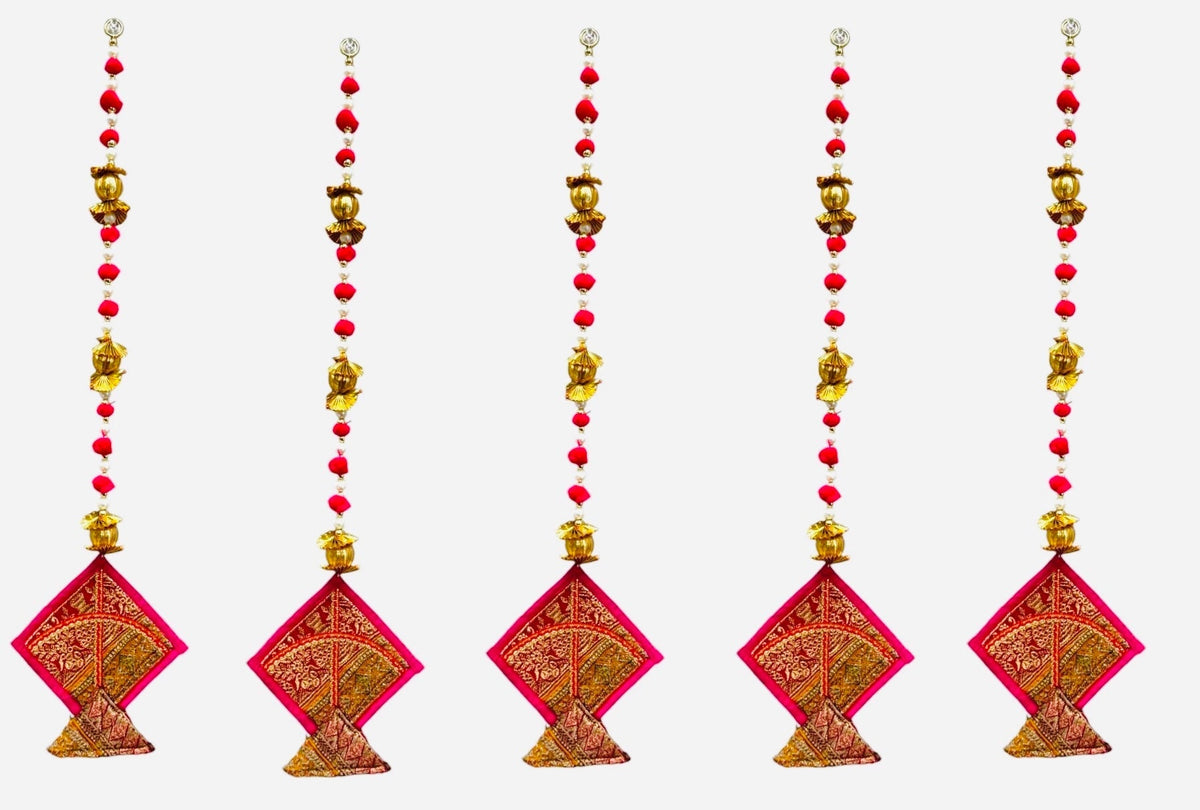 26" Long Gota Ball & Pearl Lari with Kite Tassels for Lohri or Makar Sankranti, Set of 5 Festive Decor La Vie Bien 26" Long Gota Ball & Pearl Lari with Kite Tassels for Lohri or Makar Sankranti, Set of 5