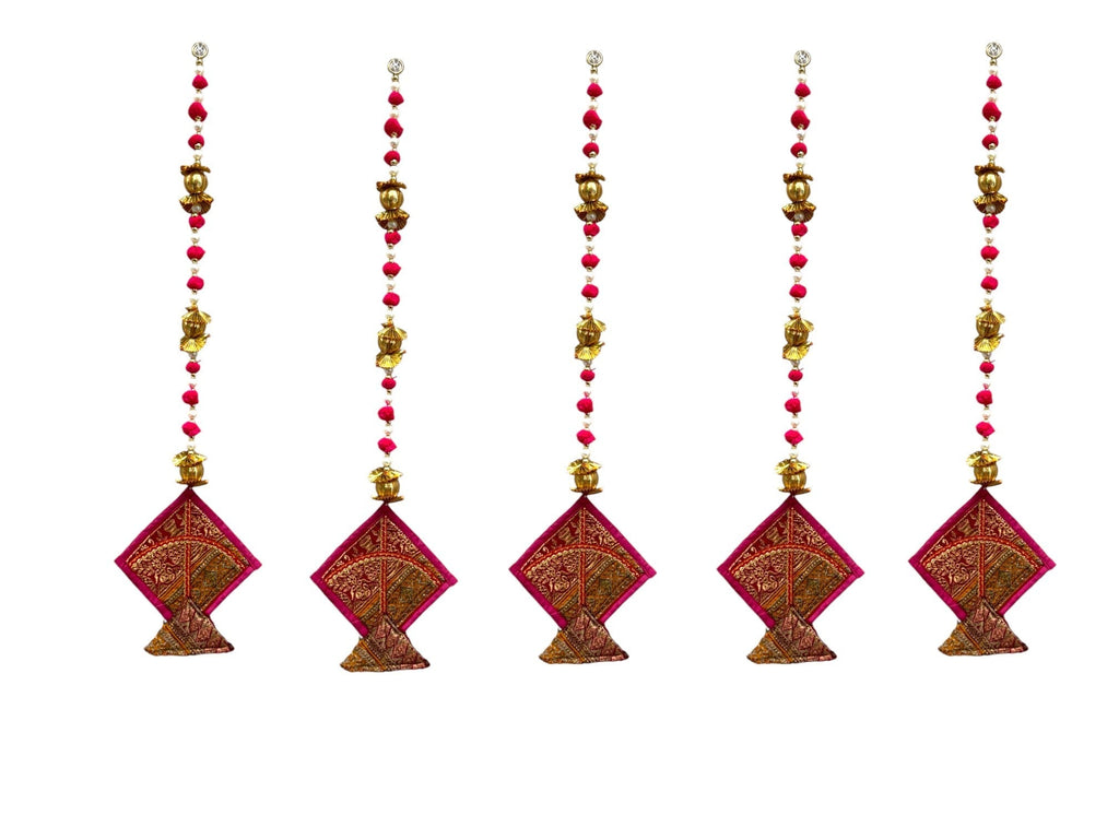 26" Long Gota Ball & Pearl Lari with Kite Tassels for Lohri or Makar Sankranti, Set of 5 Festive Decor La Vie Bien 26" Long Gota Ball & Pearl Lari with Kite Tassels for Lohri or Makar Sankranti, Set of 5