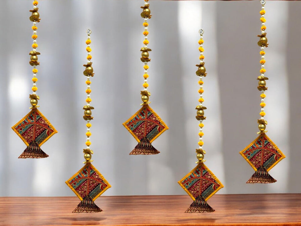 26" Long Gota Ball & Pearl Lari with Kite Tassels for Lohri or Makar Sankranti, Set of 5 Festive Decor La Vie Bien 26" Long Gota Ball & Pearl Lari with Kite Tassels for Lohri or Makar Sankranti, Set of 5