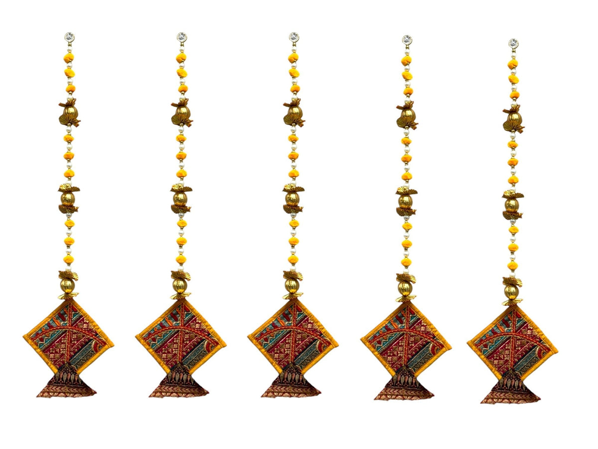 26" Long Gota Ball & Pearl Lari with Kite Tassels for Lohri or Makar Sankranti, Set of 5 Festive Decor La Vie Bien 26" Long Gota Ball & Pearl Lari with Kite Tassels for Lohri or Makar Sankranti, Set of 5