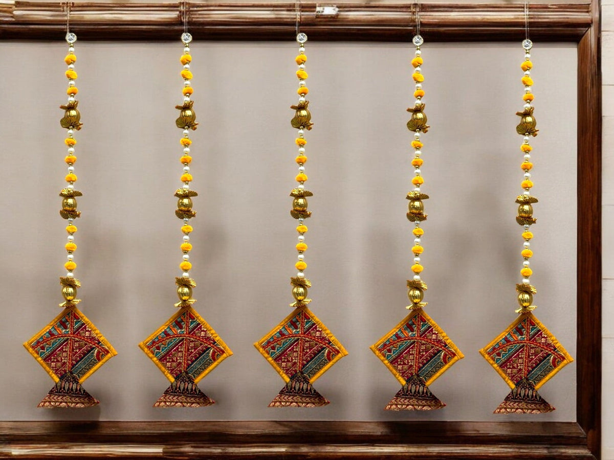 26" Long Gota Ball & Pearl Lari with Kite Tassels for Lohri or Makar Sankranti, Set of 5 Festive Decor La Vie Bien 26" Long Gota Ball & Pearl Lari with Kite Tassels for Lohri or Makar Sankranti, Set of 5