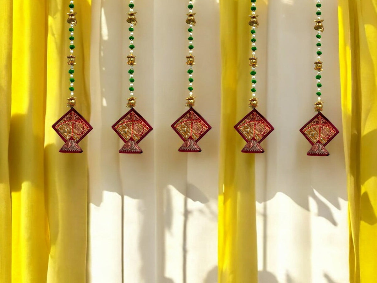 26" Long Gota Ball & Pearl Lari with Kite Tassels for Lohri or Makar Sankranti, Set of 5 Festive Decor La Vie Bien 26" Long Gota Ball & Pearl Lari with Kite Tassels for Lohri or Makar Sankranti, Set of 5