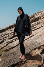 Woven Black Burkini Modest Swimwear M2275