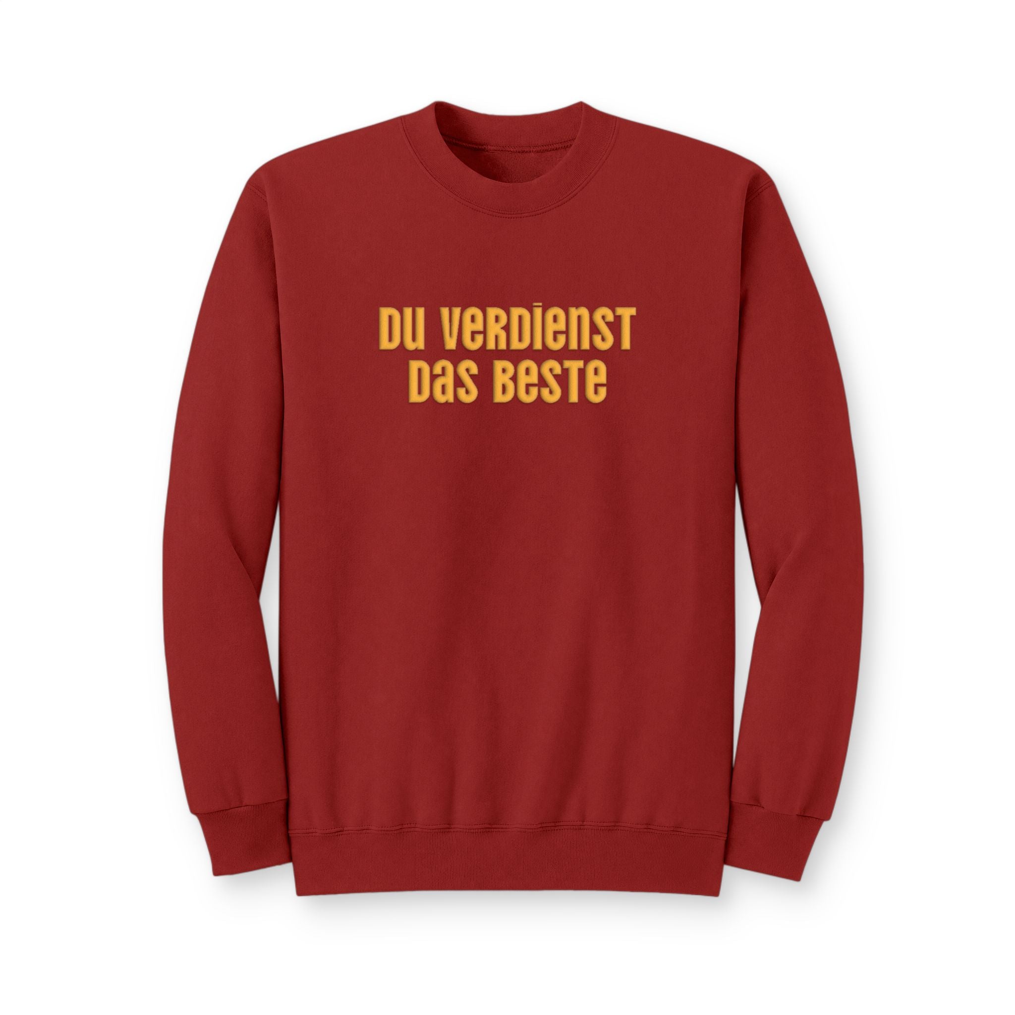 Du Verdienst Das Beste German puff print sweatshirt, Mental health apparel for German speakers, uplifting phrase crewneck, minimalist design