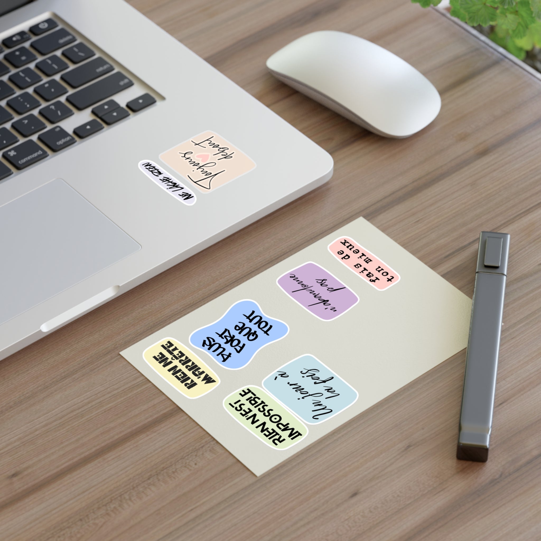 French Motivational Phrase Sticker Sheets | Pastel Quote Stickers