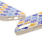 Eco friendly Blue Sun and Bird Talavera sol Tile Pattern Phone Case | Biodegradable Case