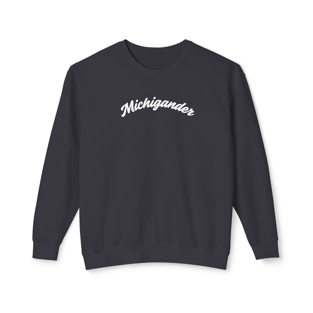 Michigander Sweatshirt, minimalist Michigan Script Crewneck