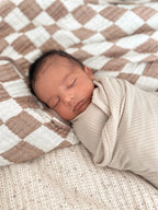 Oat Ribbed Stretch Swaddle by Little Mae & Co