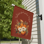 Welcome to our Home Arabic Fall Pumpkin Bouquet Garden Banner, Autumn Floral Porch Flag