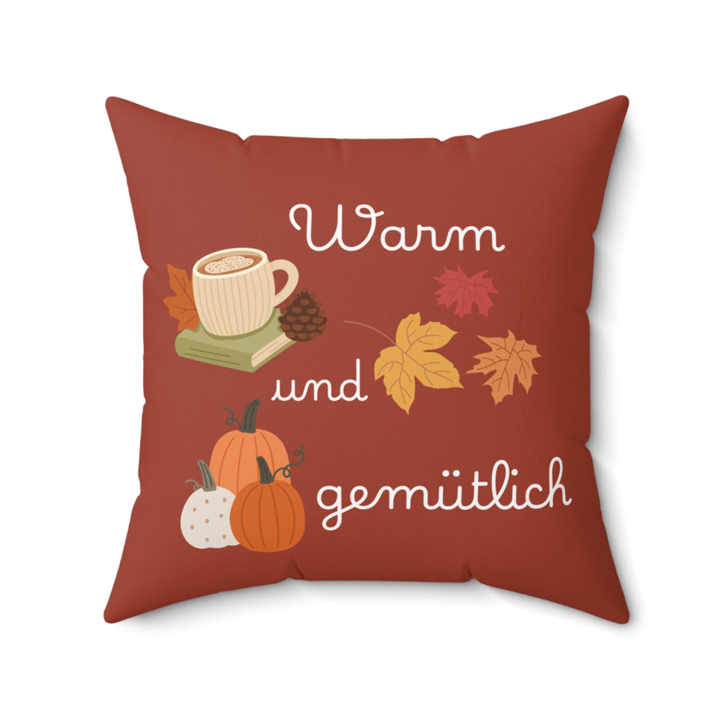 German Warm und gemütlich Autumn Cozy Pillow, Fall Decor Throw Pillow