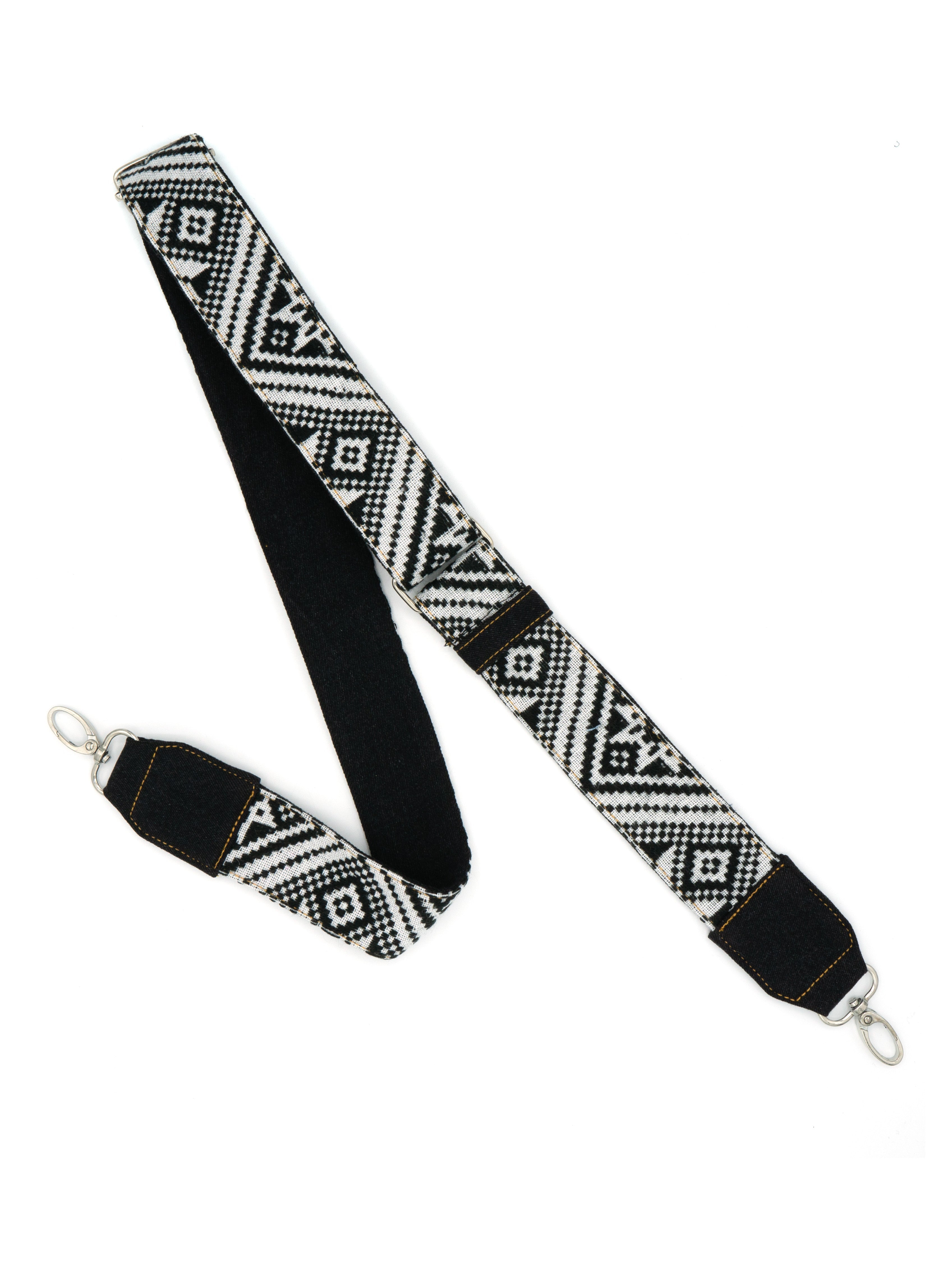 Black + White Woven Bag Strap