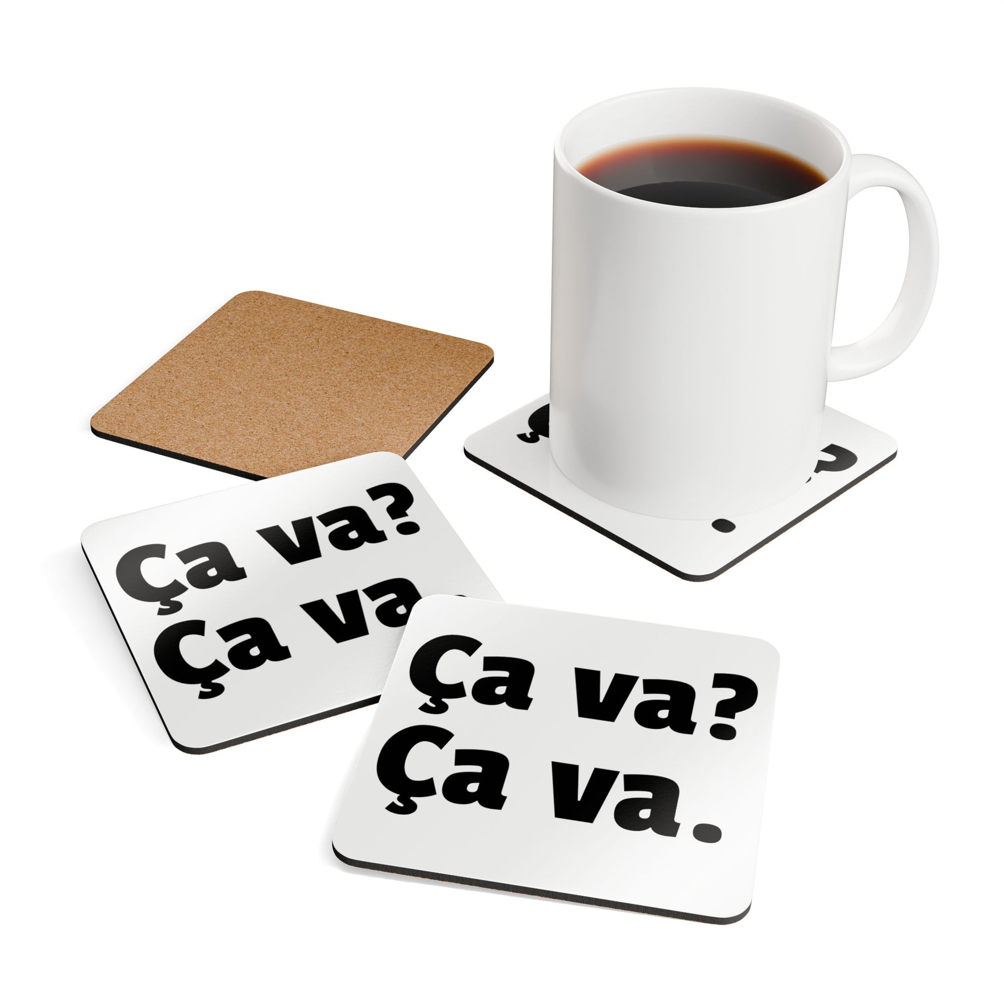 Ca va? Ca va. Cork Back Coaster set