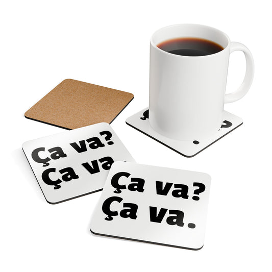 Ca va? Ca va. Cork Back Coaster set