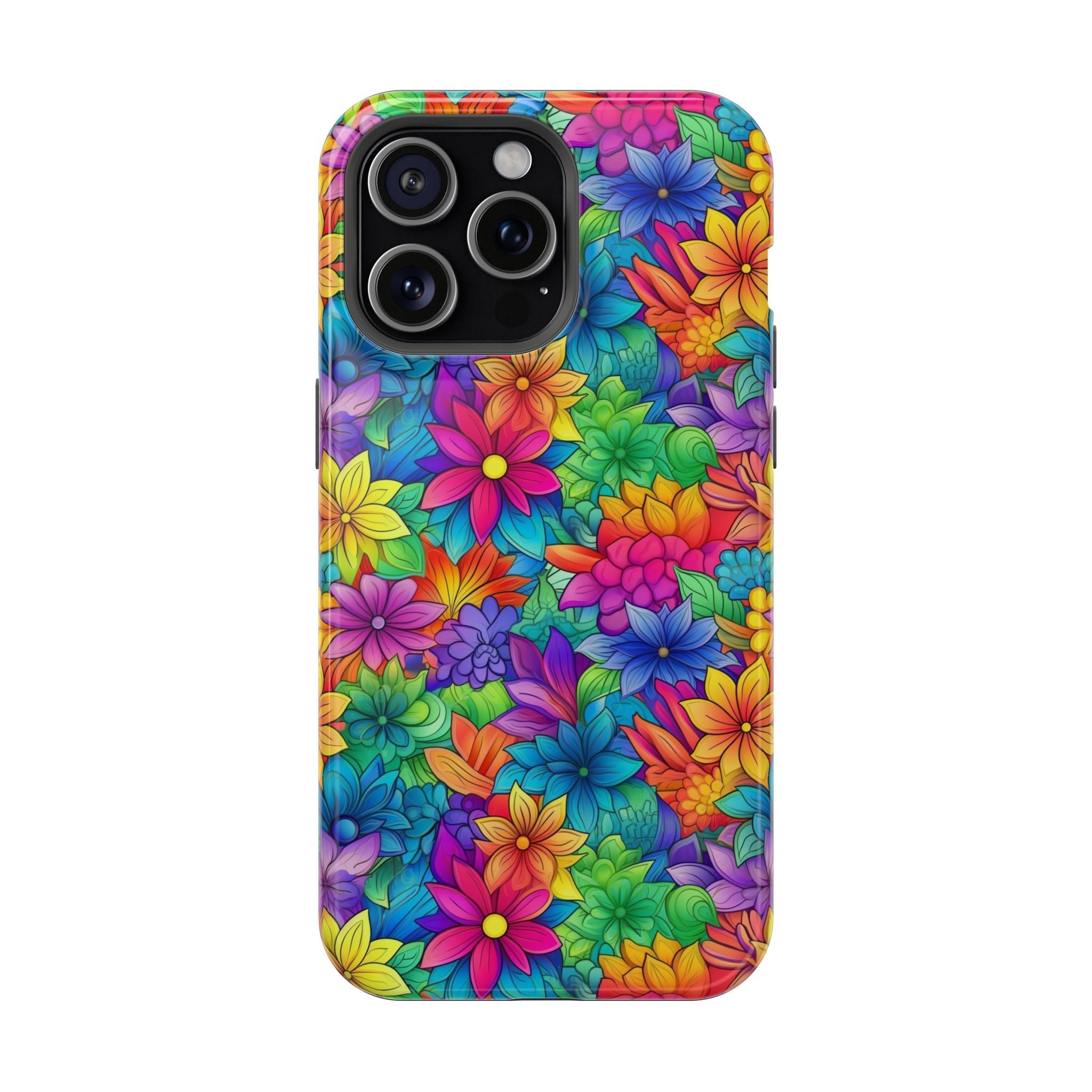 Bespattered Facade Bright Rainbow Flowers Impact-Resistant Case