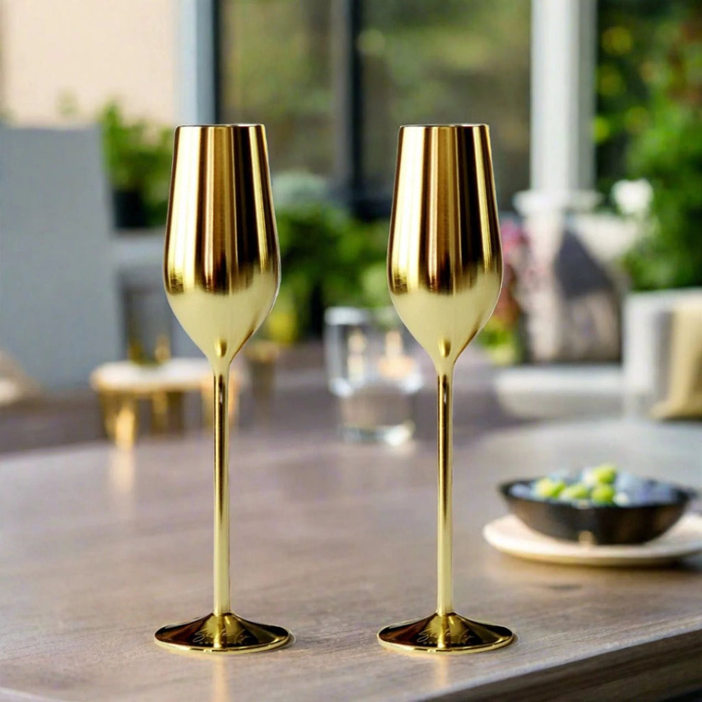 Unbreakable Champagne Flutes (Gold) by Sister.ly Drinkware