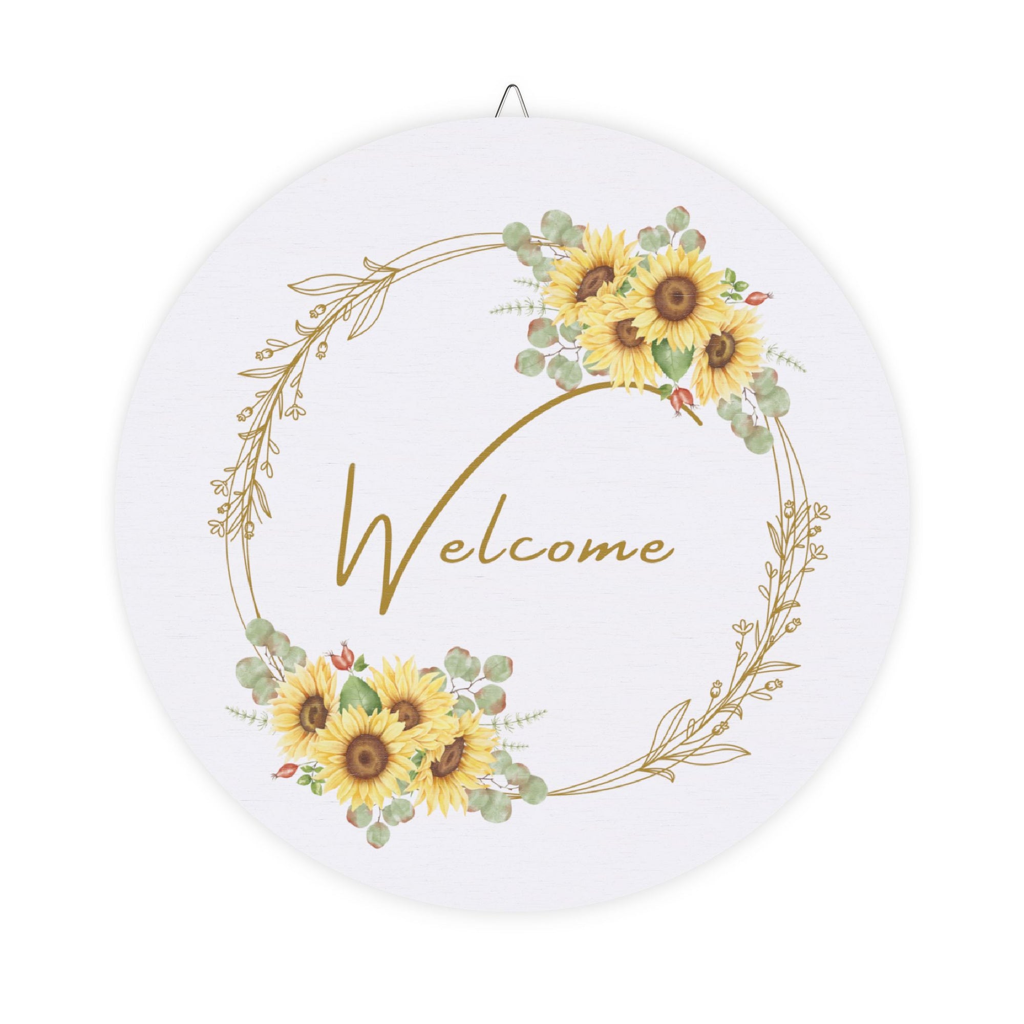 Wooden hanging Sunflower Welcome Sign