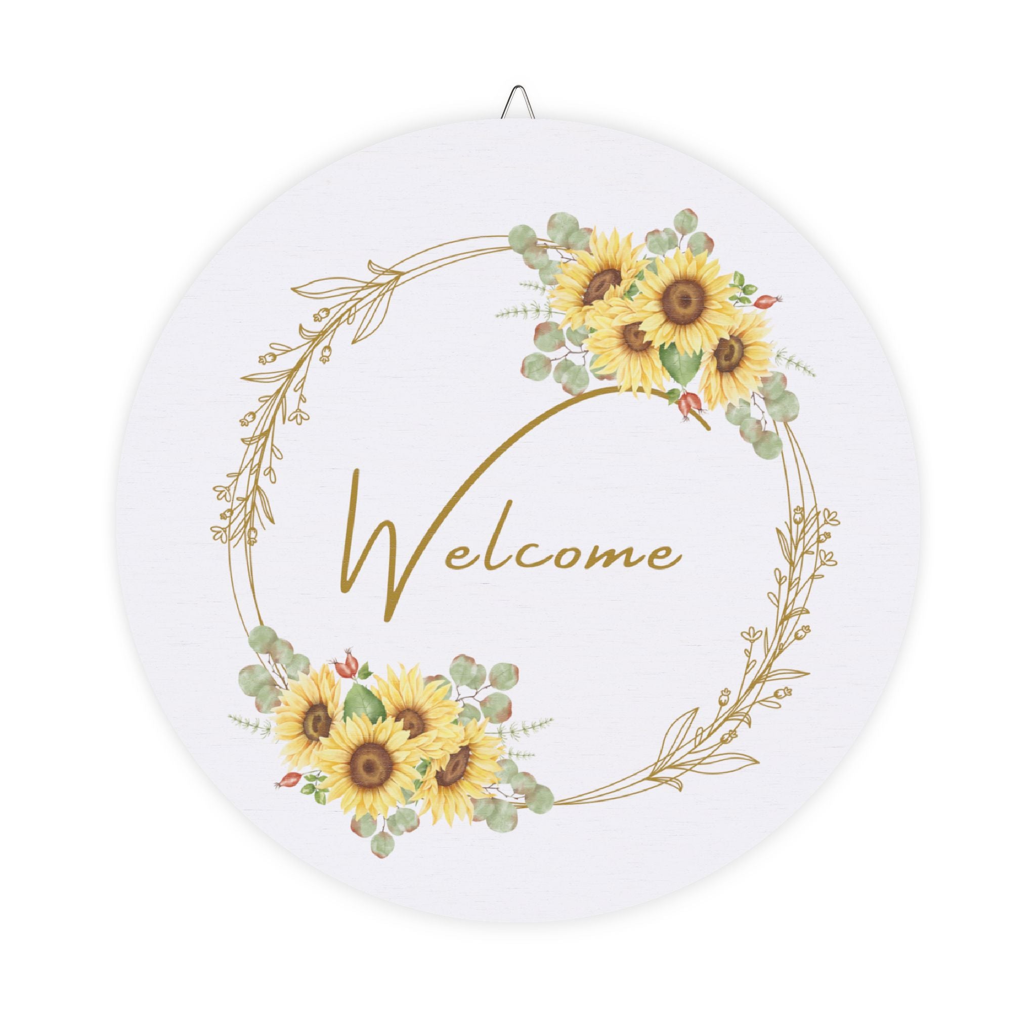 Wooden hanging Sunflower Welcome Sign