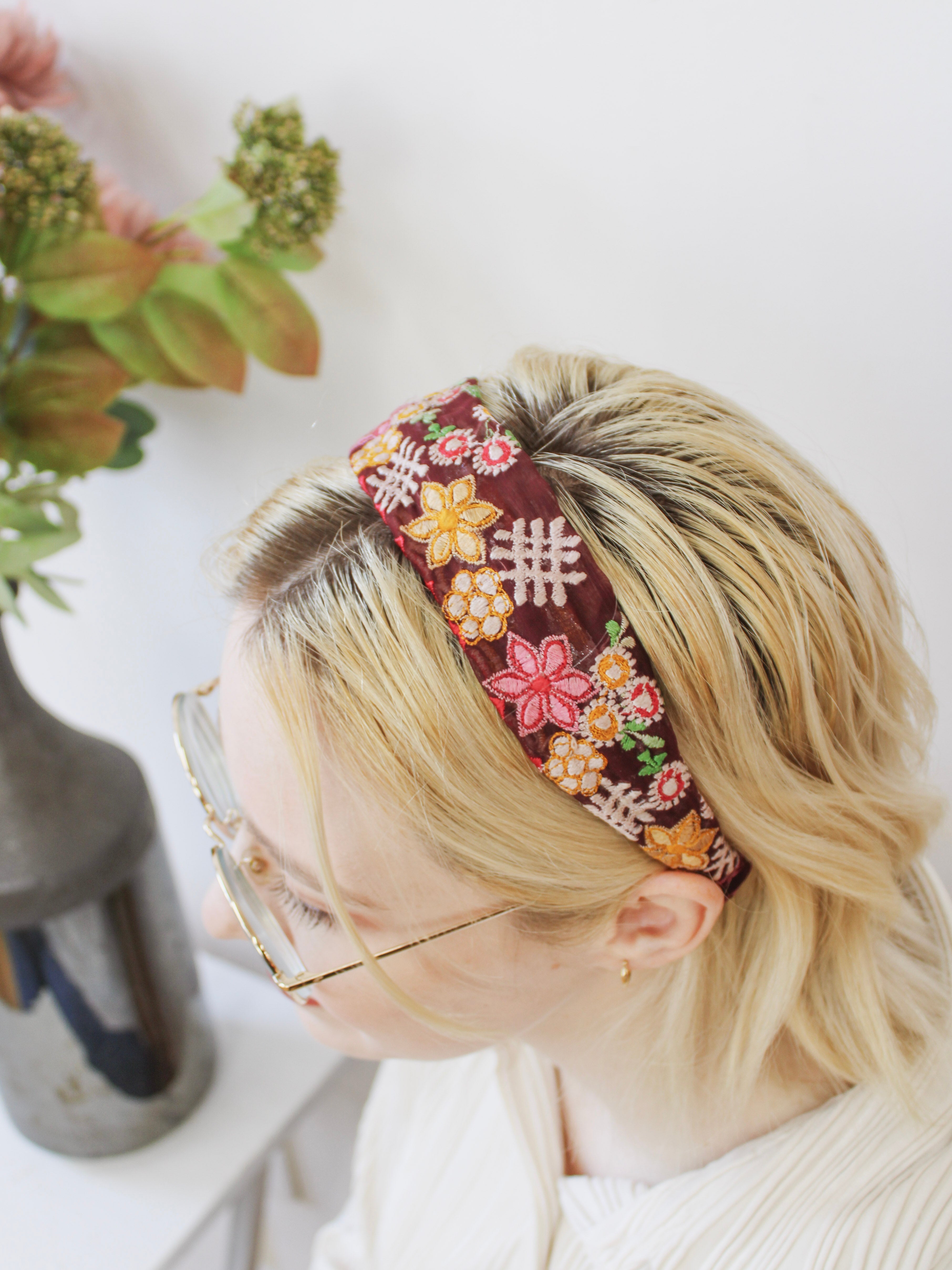 Festival Flowers Embroidered Headband