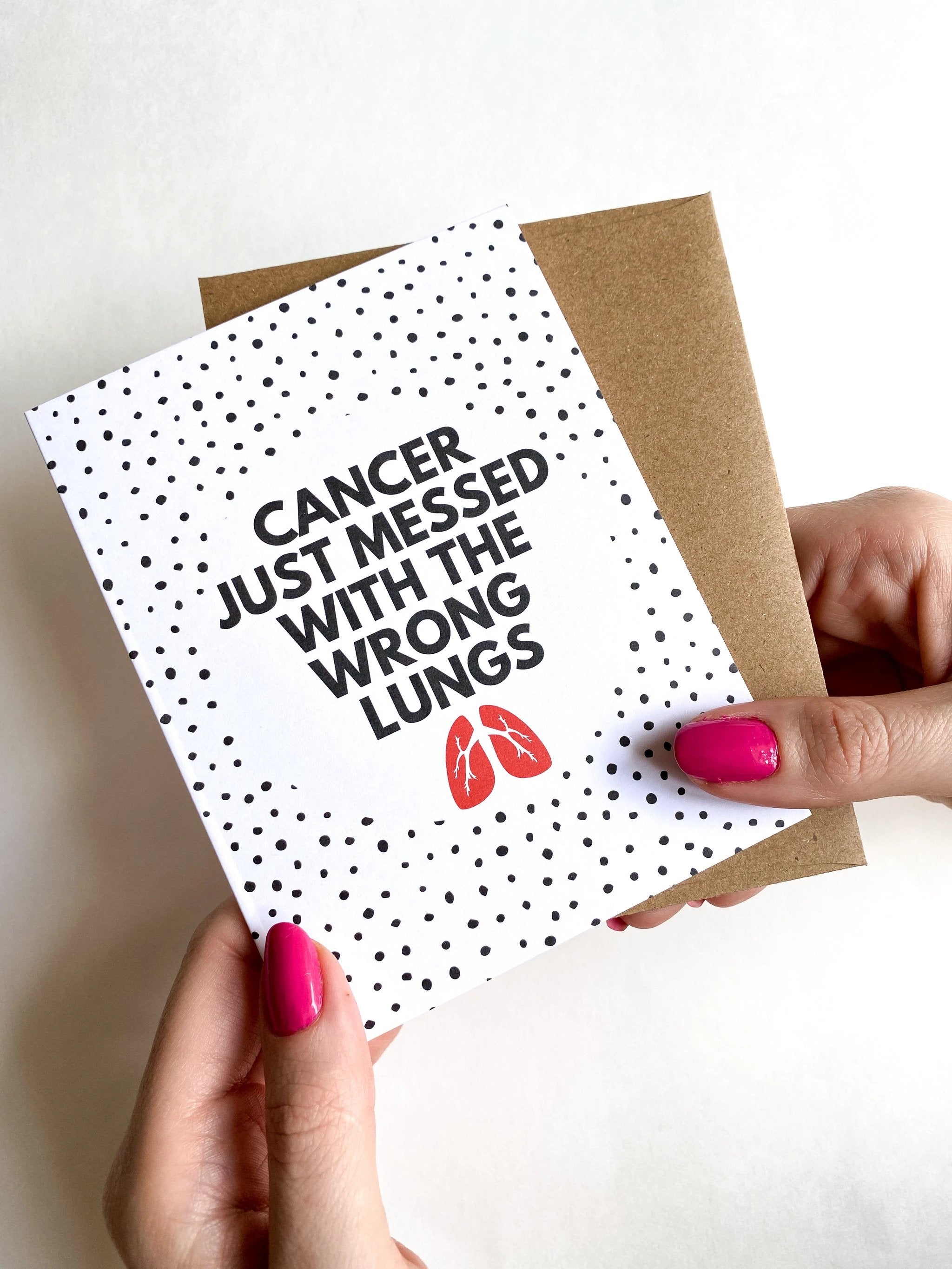 Messed With the Wrong Lungs Cancer Get Well Card by Five Dot Post