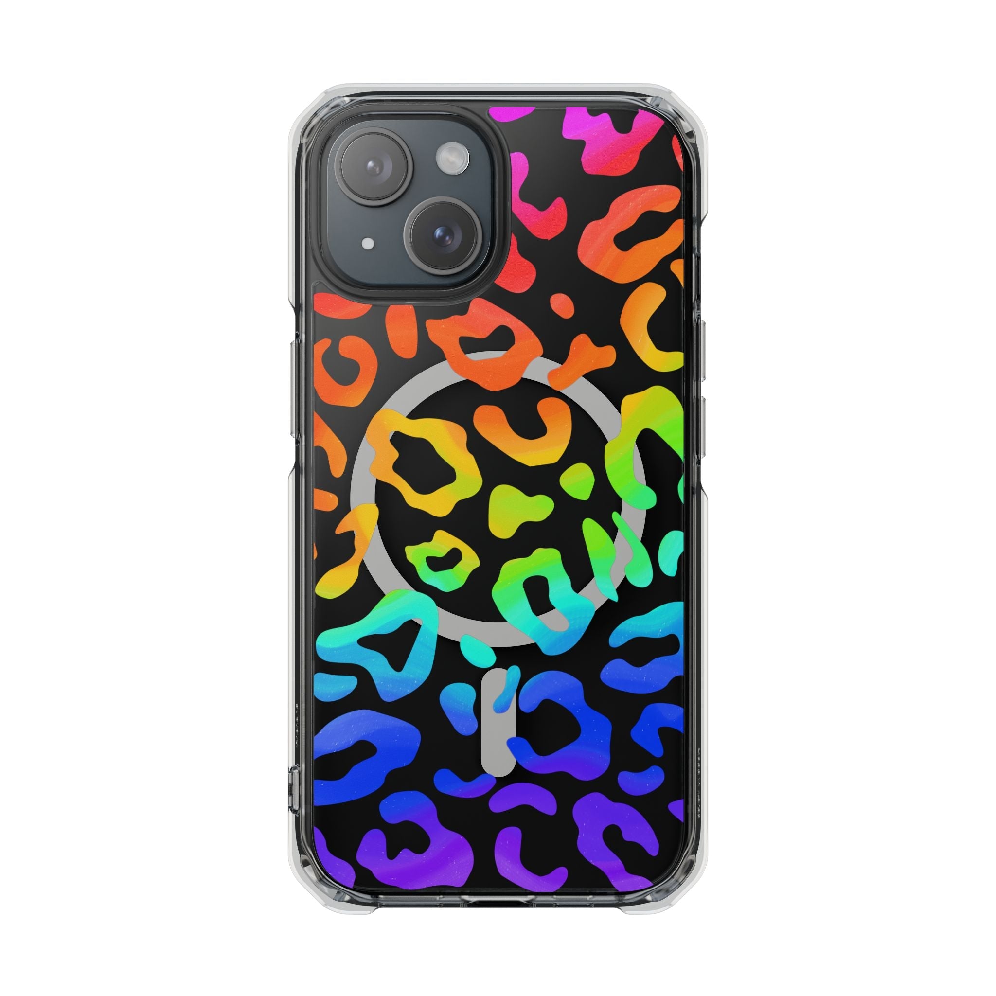 Bespattered Facade Watercolor Rainbow Leopard MagSafe Clear Impact Case