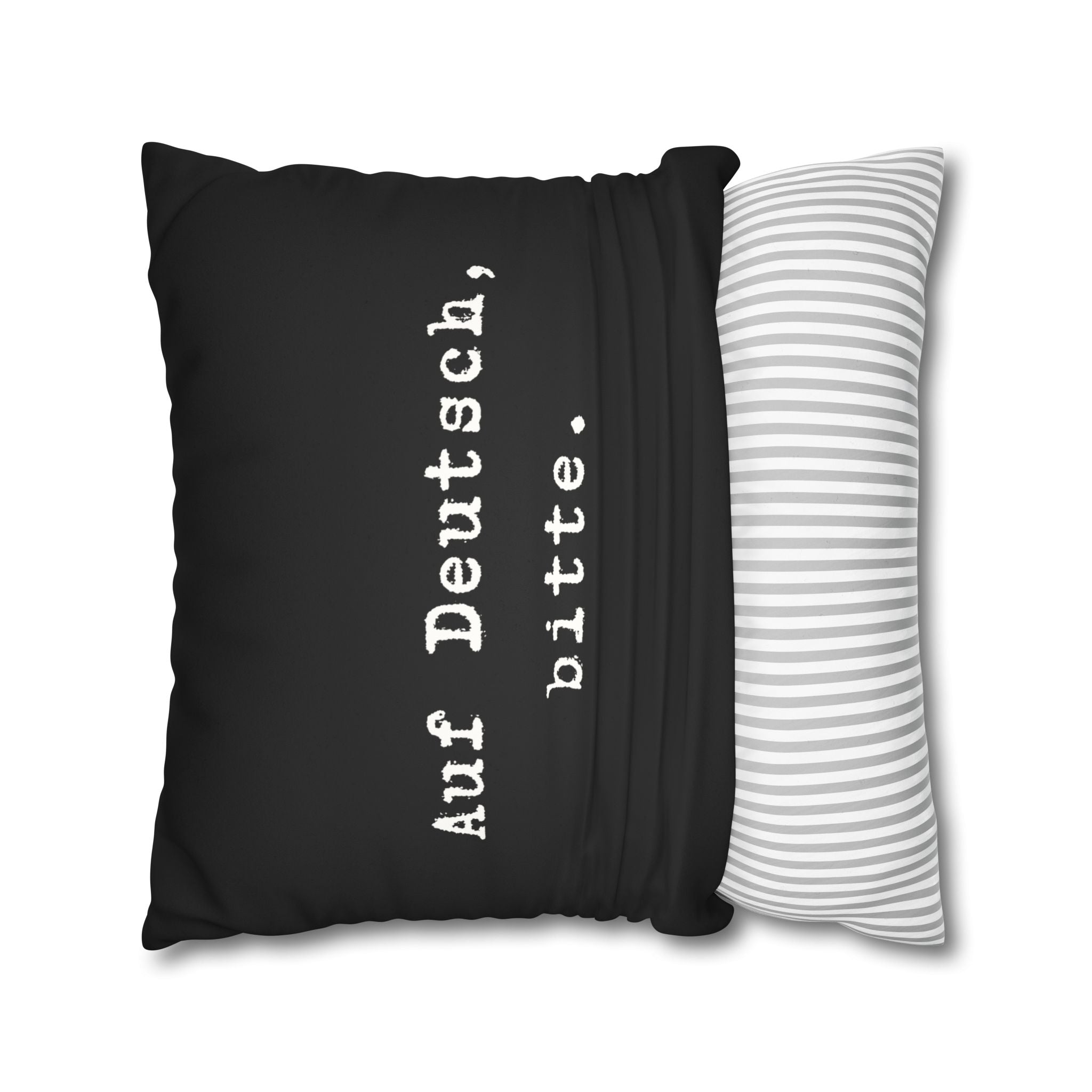 Auf Deutsch, bitte. Faux Suede Square Pillowcase — German Language Quote Decorative Pillow Cover