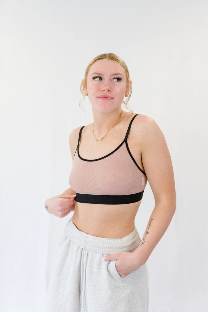 Dusty Blush Mesh Bra by wearswoop.com