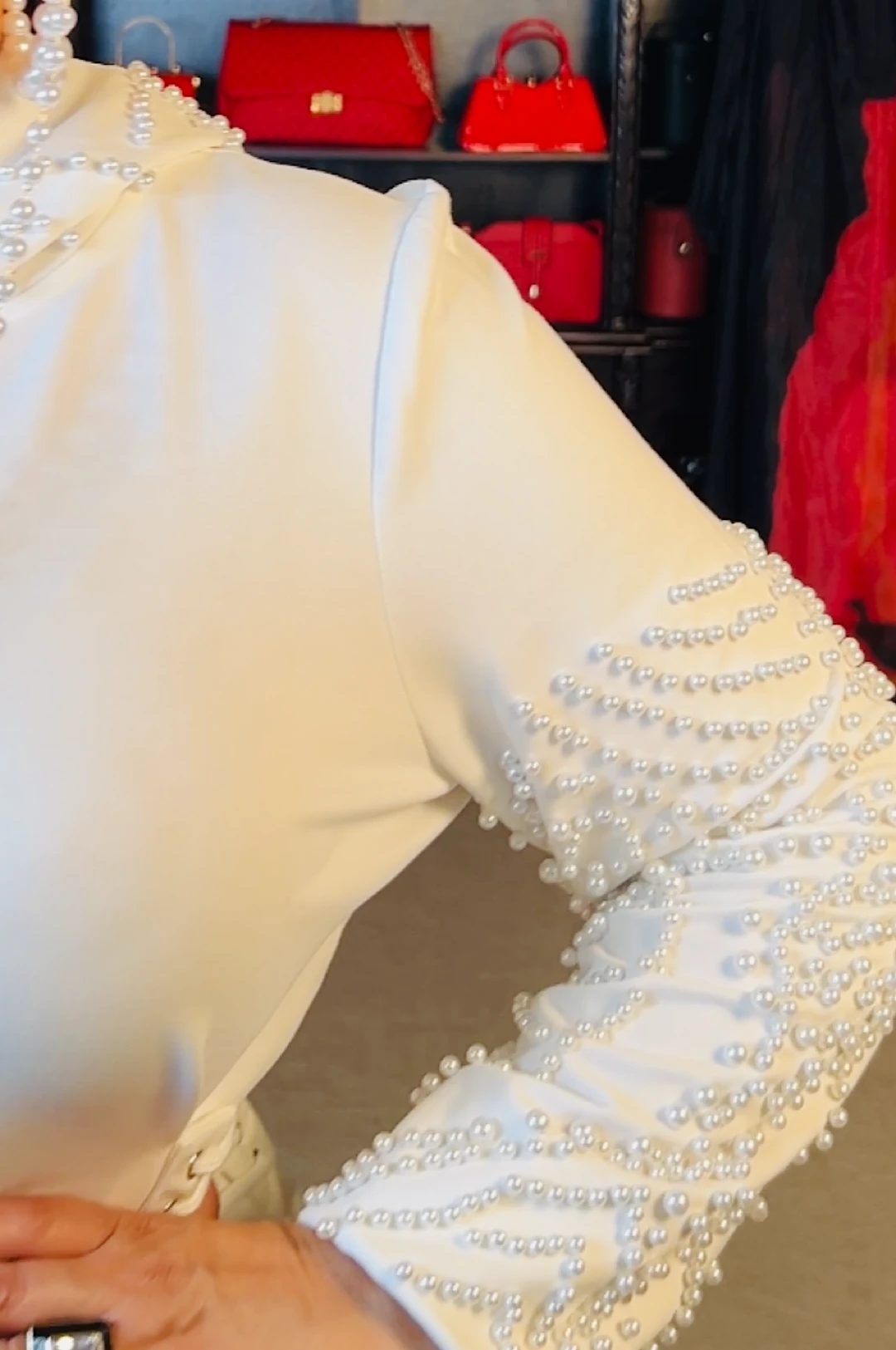 Ivory Pearl Hoodie Dress by Social Butterfly Collection