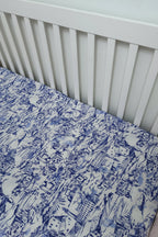Blue Toile Crib Sheet
