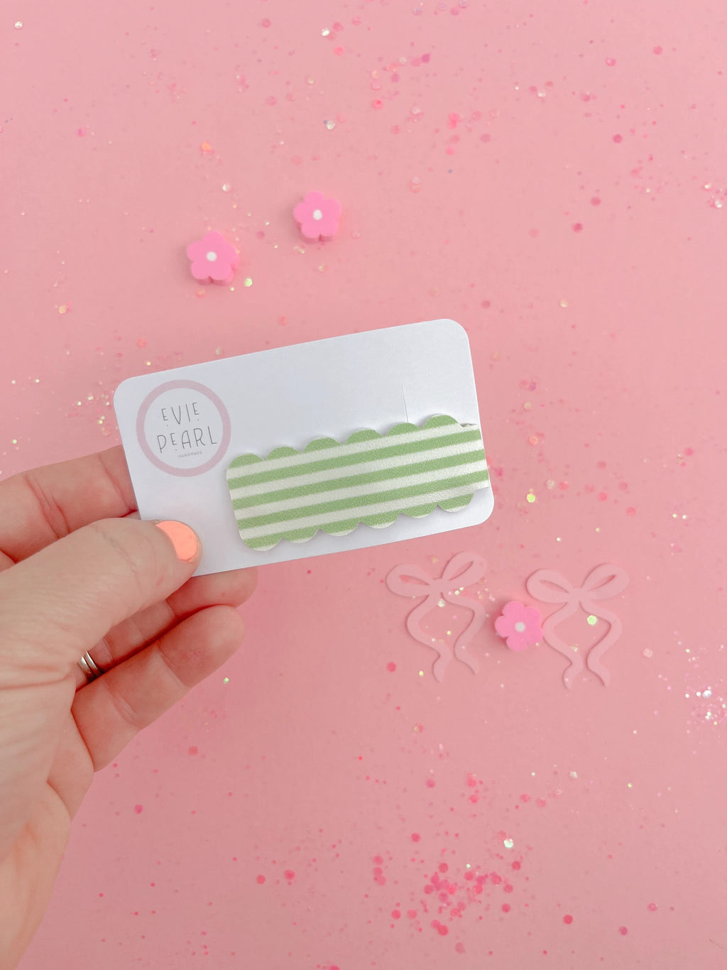 Kiwi Twist Glitter Snap Clip by Evie Pearl Handmade