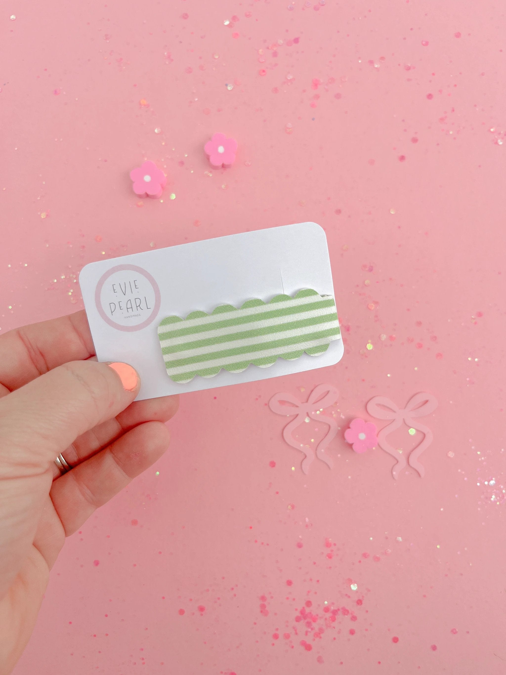 Kiwi Twist Glitter Snap Clip by Evie Pearl Handmade
