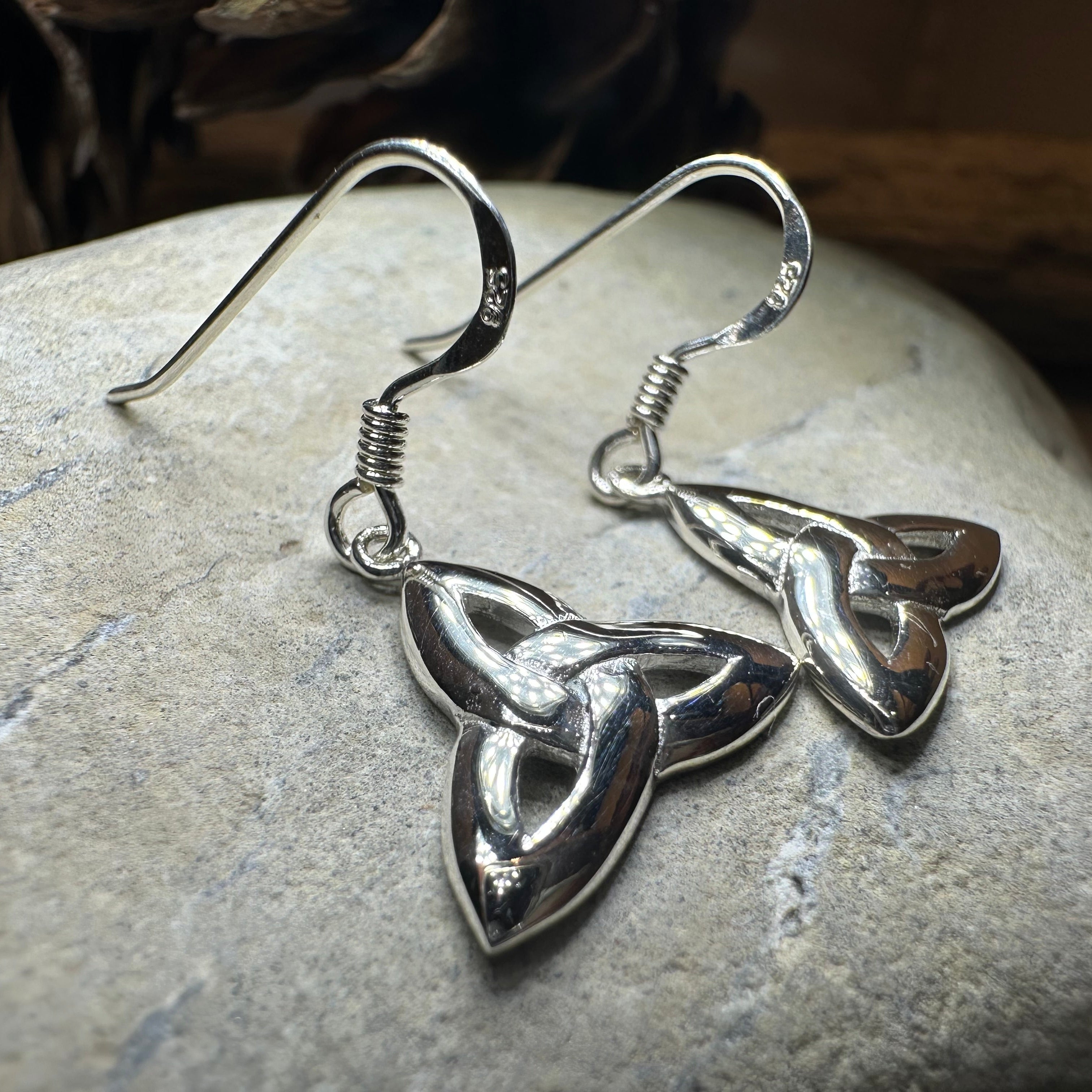 Dainty Celtic Trinity Knot Earrings in Sterling Silver