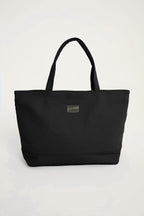 Black Faux Leather Beach Bag with Zipper CA2502-1