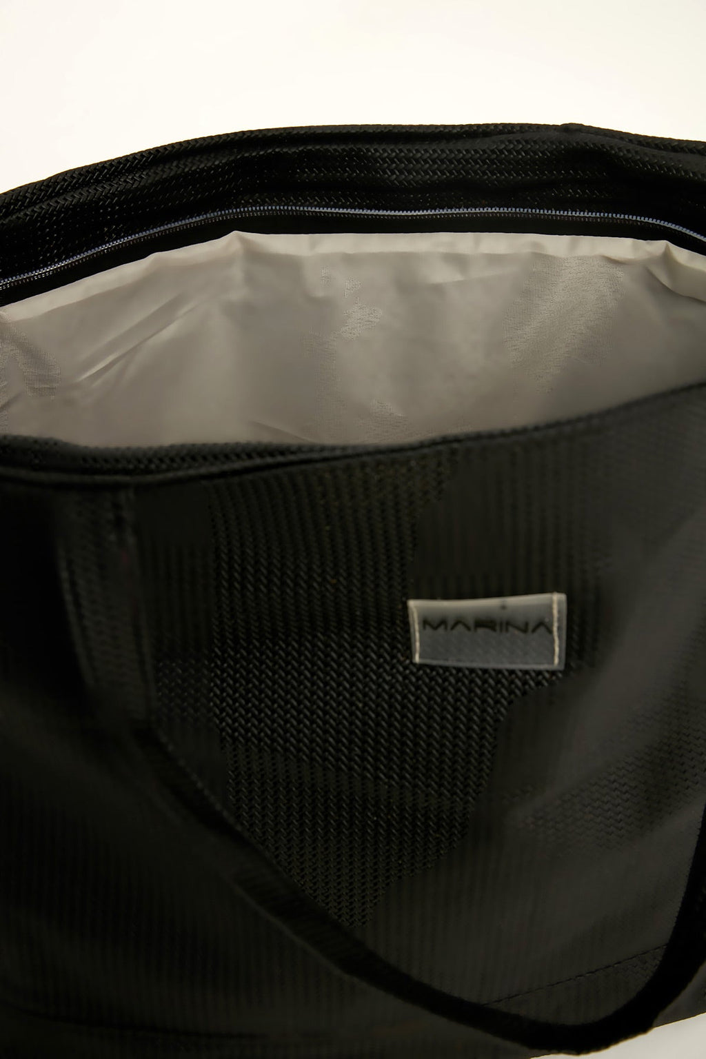 Black Faux Leather Beach Bag with Zipper CA2502-1