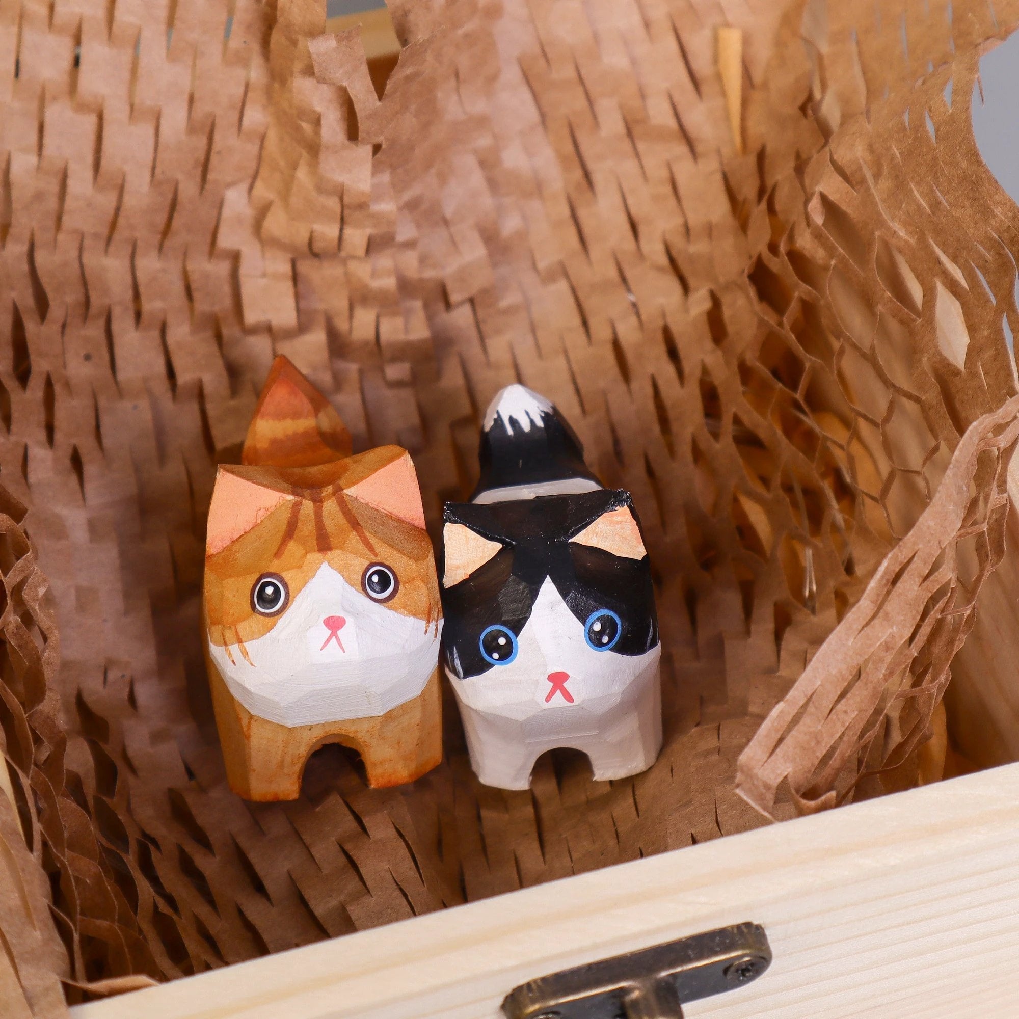 Hand-Carved Wooden Cats, Personalized Gift for Cat Lovers by Kitsville