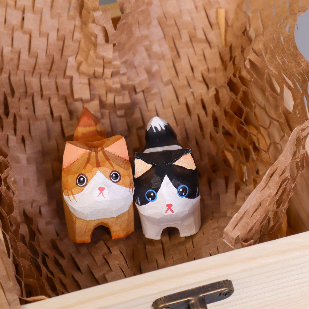 Hand-Carved Cat Painting Kit – Paint Two Cats, Create a Keychain