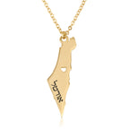 Israel Map Necklece With Hebrew Name