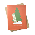 Shred the Halls Christmas Card – Funny Snowboard-Themed Holiday Greeting by Five Dot Post